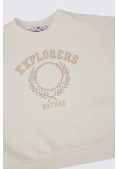 Panço Erkek Bebek Baskılı Ekru Sweatshirt Krem