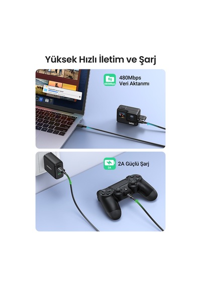 Ugreen Mini Usb Şarj Ve Data Kablosu 2 Metre, 30472