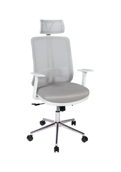 Ofisbazaar Up Beyaz Fileli Yönetici Koltuğu Ergonomik Başlıklı Ofis Koltuğu Gri Gri