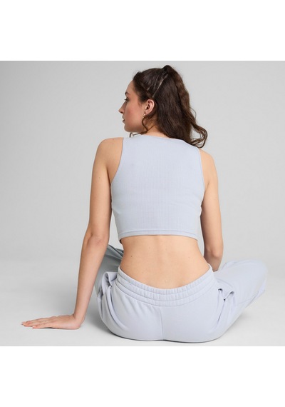 Puma Wardrobe Essentials Ribbed Crop Top Kadın Mavi Atlet 629765 Mavi