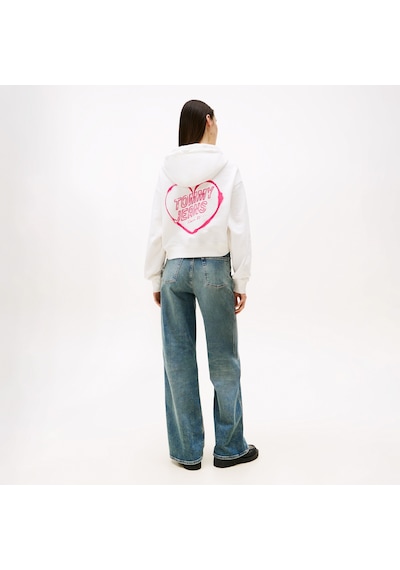 Tommy Hilfiger Tommy Jeans Crop Heart Slim Kadın Beyaz Sweatshirt Dw0dw21408 BEYAZ