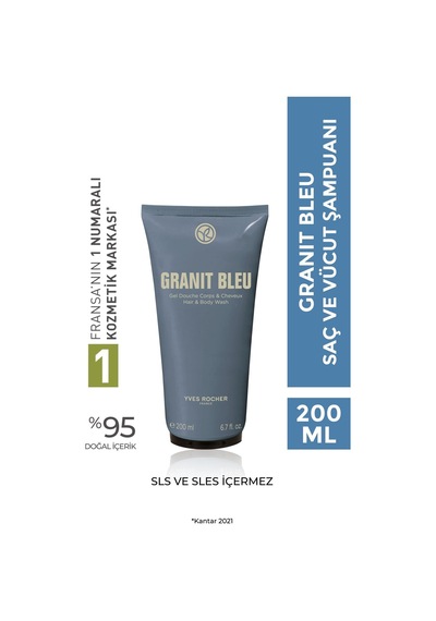 Yves Rocher Saç Ve Vücut Şampuanı-granit Bleu- Erkek-200ml