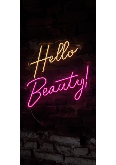 Hello Beauty Yazılı Neon Led Duvar Aydınlatması
