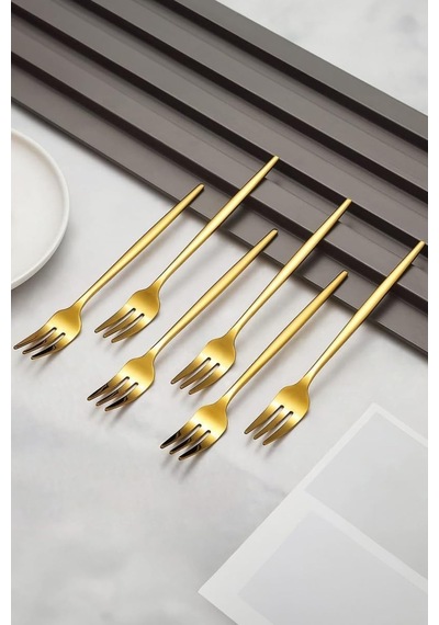 410 Çelik 12 Adet Gold Renk Tatlı Ve Meyve Çatalı Cin611sr-12 Diğer
