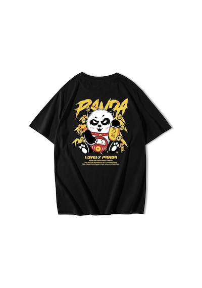 Brz Collection Unisex Panda T-shirt-siyah Siyah