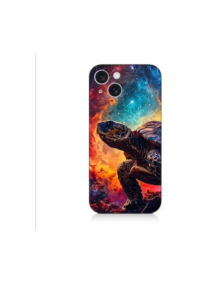 Apple Uyumlu iPhone 15 Plus Galaktik Kaplumbağa Desenli Silikon Kılıf Silikon