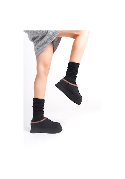 Asmi Shoes Kadın Rose İçi Tüylü Düz Taban Ayakkabı - Yarım Bot Krem Krem