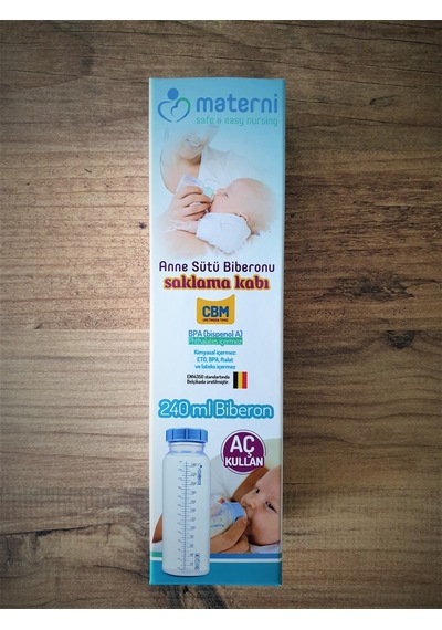 Materni 240 Ml Üretimden Temiz Çift Kapaklı Biberon