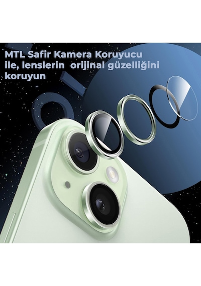İphone 15 / 15 Plus Uyumlu Safir Lens Çizilmez Dayanıklı Kamera Koruyucu