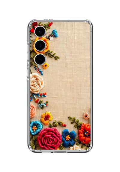 Samsung Galaxy S24 Fe Uyumlu İşlemeli İğne Oyası Baskılı Silikon Kılıf Renkli