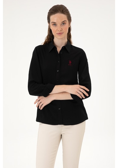U.S. Polo Assn. Kadın Siyah Uzun Kollu Gömlek 50316429-VR046