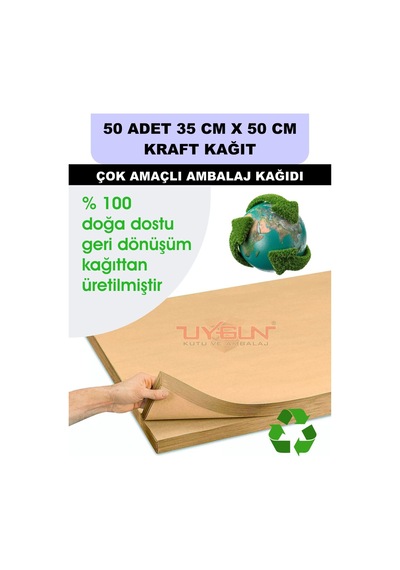 50 Adet 35cm X 50cm 100 Gr. Baskısız Kraft Kağıt, Hediye Ürün Paketleme, Oto Paspası, Çocuk Etkinlikleri