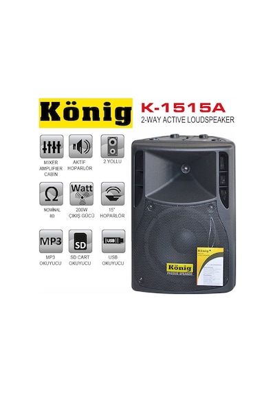 König K-1515A 15 Inc Aktif Hoparlör