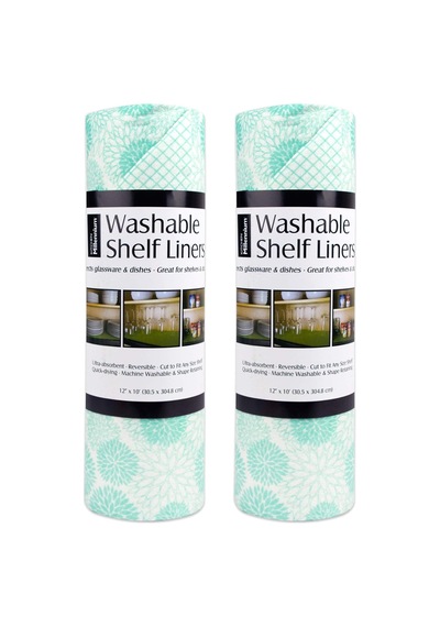 Dıı Buzdolabı &amp Raf Astar Koleksiyonu Yapışkan Olmaz, Kesilmiş, Makinede Yıkanabilir, 12x20, Aqua Dahlia, 2 Ade Diğer