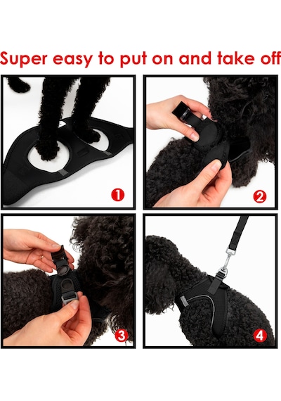 Air-Mesh Küçük ve Orta Irk Kedi Köpek Göğüs Tasması - Yumuşak, Nefes Alabilir, Dayanıklı SİYAH L