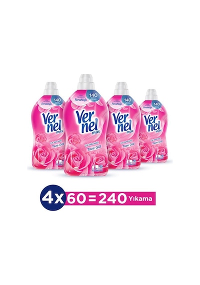 Vernel Max Konsantre Çamaşır Yumuşatıcısı Taze Gül 4 x 1440 ML