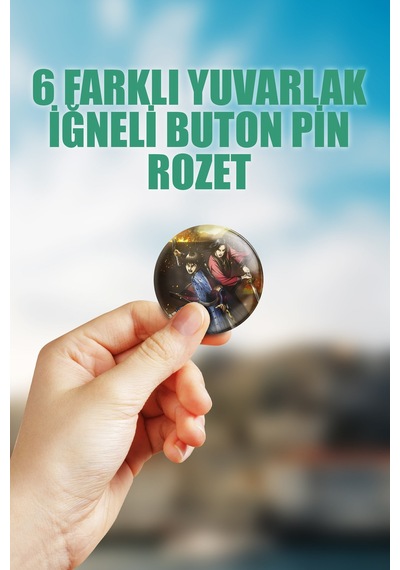 Kingdom Çanta Süsü Rozet İğneli Buton Rozet Seti 6 Adet Çok Renkli