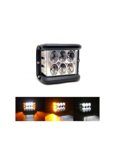 Beyaz Led Sarı Çakarlı Kare Off Road Sis Farı Çalışma Lambası 12 Led 10-30v 36w