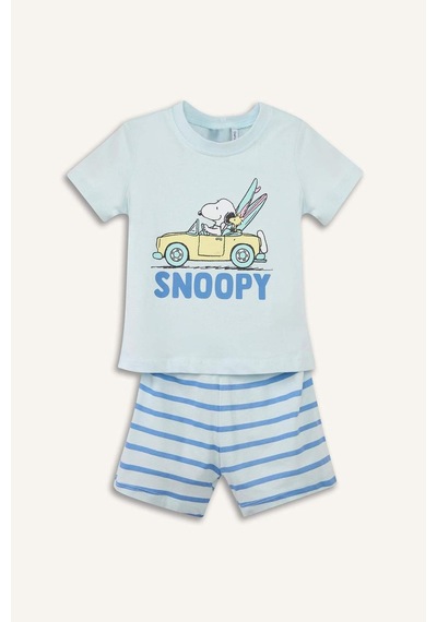 Defacto Snoopy Desenli 2li Pijama Takımı Erkek Bebek H3501a526smbe61 Mavi-be61