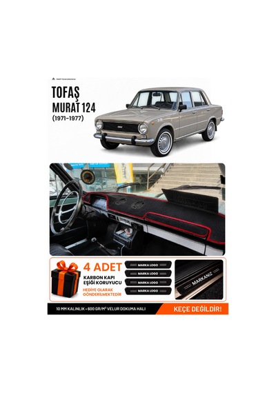 Tofaş Murat 124 1971-1977 Uyumlu Torpido Örtüsü, Torpido Kılıfı - Siyah Kırmızı