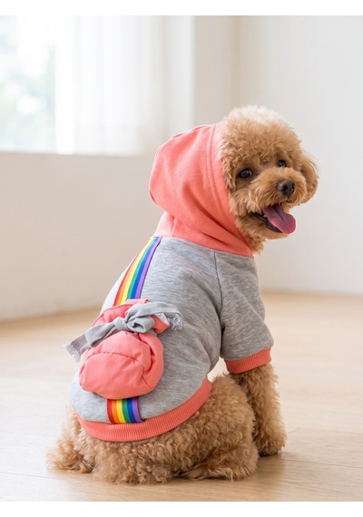 Rainbow Köpek Sweatshirt Kapüşonlu Gökkuşağı Detaylı Köpek Kıyafeti Köpek Hoodie