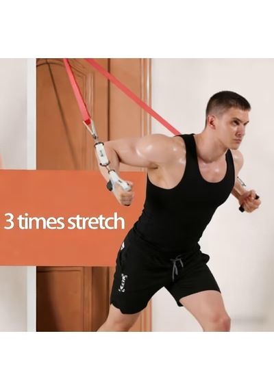 Calliven Premium Direnç Lastiği Seti 4'lü - Kapı Ankrajlı, El Tutacaklı, Ayak Bilek Kayışlı Fitness Bandı 12li Genel