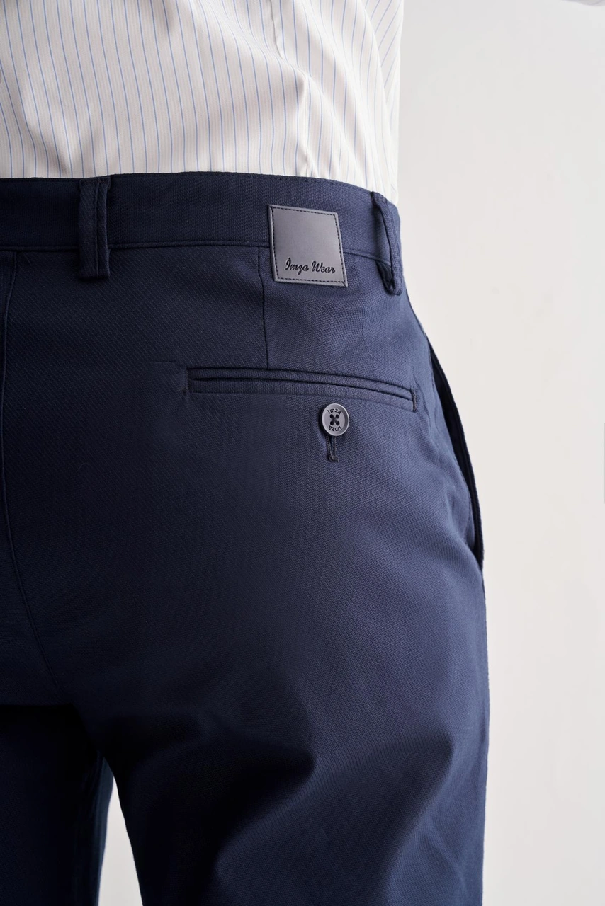 İmza Lacivert Yan Cep Düz Paça Pamuklu Comfort Fit Chino Casual Pantolon 1003255167 Lacivert