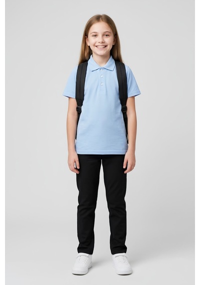 Modanino Kız Çocuk T-shirt %100 Pamuk Ve Okul Tarz 6-16 Yaş 12784mrt Bebek Mavisi