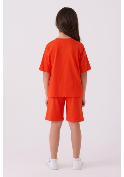 U.S. Polo Assn. U.s. Polo Assn Kız Çocuk Turuncu Bermuda Takım Us1848-c-v25 Turuncu