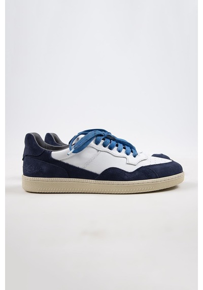 Krahe Artemis Erkek Hakiki Deri Eskitme El Boyamalı Bağcık Ve Iki Yedek Bağcıklı Beyaz-Mavi Sneakers 001