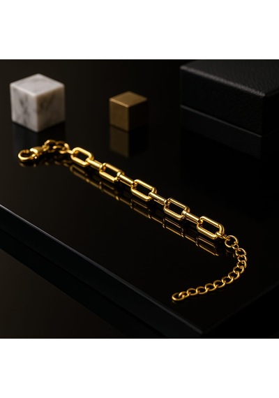 Zarifly Altın Renk Oval Zincir Bileklik Modern Ve Şık Altın - Gold