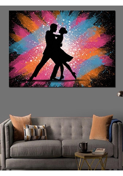 Işıklı Fon Tango Dansı Dekoratif Kanvas - Mdf Ahşap Tablo
