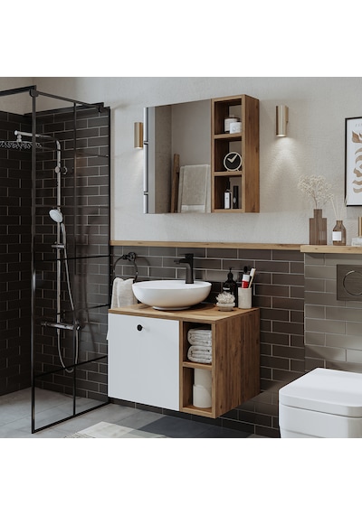 Lotus Lavabolu Mdf 65 Cm Banyo Dolabı + Aynalı Dolap Atlantik Çam - Beyaz Lotus Lavabolu Mdf 65 Cm Banyo Dolabı + Aynalı Dolap Atlantik Çam - Beyaz
