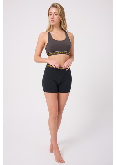 Athleshorts Yüksek Bel Kadın Uzun Boxer Şort-3266 Siyah
