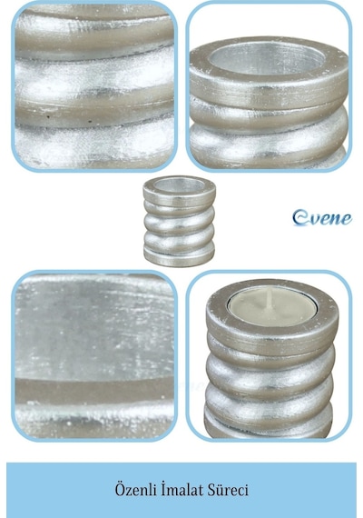 Mumluk Şamdan Tealight Ve İnce Mum Uyumlu Spiral Model - Gümüş