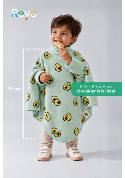 Reyo 6 Ay-6 Yaş Uzun Kollu Bebek Mama Önlüğü, Çocuk Aktivite Önlüğü, Pamuklu,su Geçirmez - Avocado Avokado
