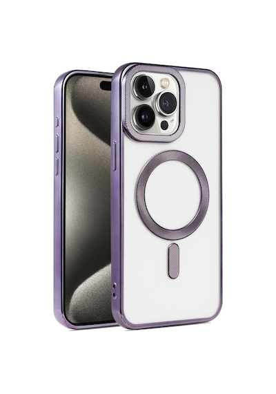 Apple Uyumlu iPhone 15 Pro Max Kılıf Pütür Dizayn Magsafe Şeffaf Krns Case