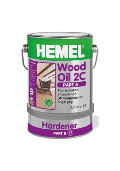 Hemel Wood Oil 2C Iç Mekan Taban Masa Yağlari Sertleş 0.900 Lt