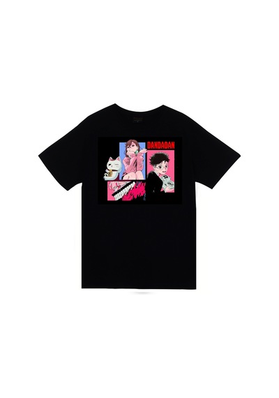 Dandadan Anime Baskılı Unisex %100 Pamuk Siyah T-shirt SIYAH