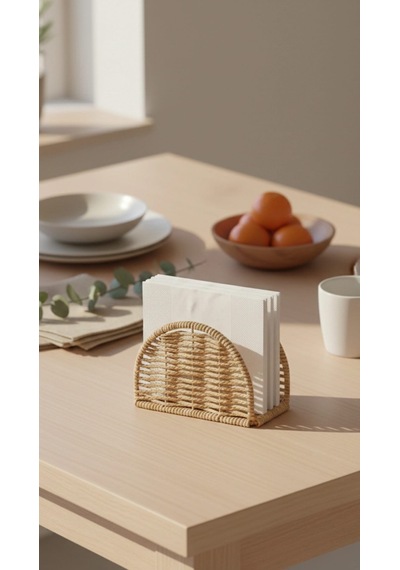 Oval Rattan Peçetelik Mien Doğal, Dekoratif & Sunumluk Açık Kahverengi