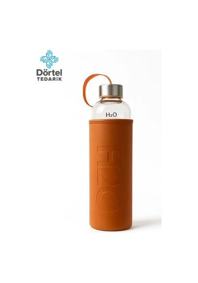 H2o Deri Kılıflı Cam Matara 500 Ml Turuncu