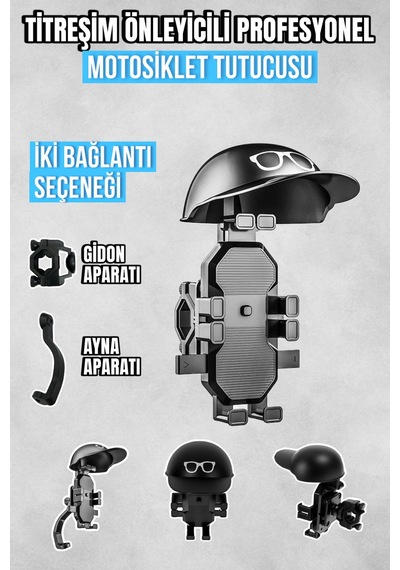 Titreşim Önleyici Otomatik Tuşlu Motorsiklet Bisiklet Tutacağı Gidon Ayna Bağlantılı Telefon Tutucu