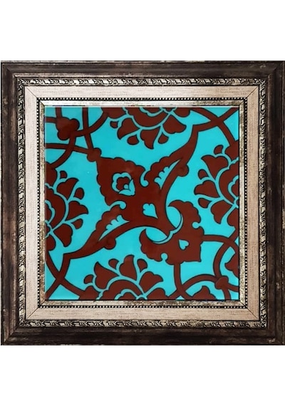 Armada Çini 20X20 Cm Sp 83 Turkuaz Kahve Kütahya Çini Seramik