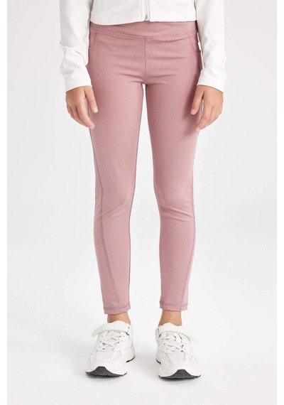 Defacto Kız Çocuk Basic Düz Standart Boy Cepli Tayt C9638A824AUPN429 Pembe