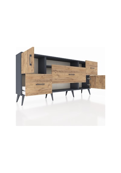 Arges Konsol 2 Raflı 3 Çekmeceli 2 Kapaklı 176x30x83 Antrasit-çam/çam Çam/çam Arges Konsol 2 Raflı 3 Çekmeceli 2 Kapaklı 176x30x83 Antrasit-çam/çam Çam/çam