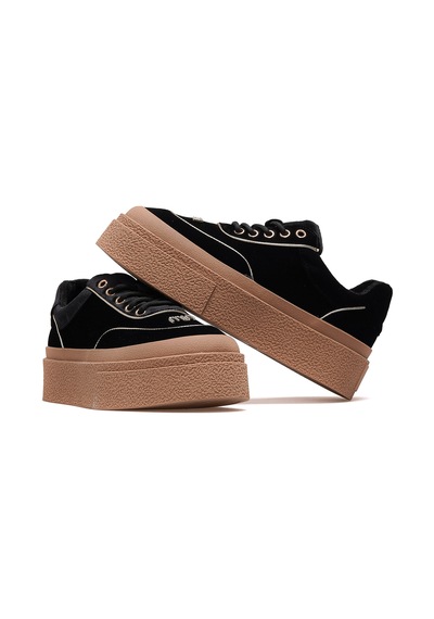Guja Kadın Deri Sneaker Ayakkabı 25k 25k330 Z Siyah Süet Siyah Süet