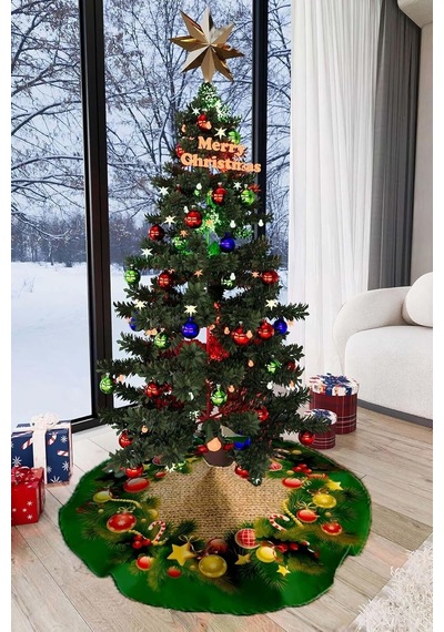 Yeşil Yılbaşı Çam Ağacı Altı Örtüsü 68x68cm Ao05 Yeşil Tek Ebat Diğer