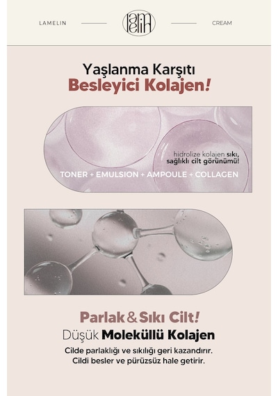 Lamelin Kolajen İçeren Büyük Boy Nemlendirici Krem Lamelin Collagen 4 in 1 Cream 100 ML