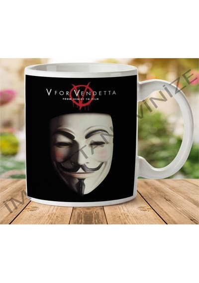 1-478 V For Vendetta İki Tarafı Baskılı Kupa Bardak.jpg Çok Renkli
