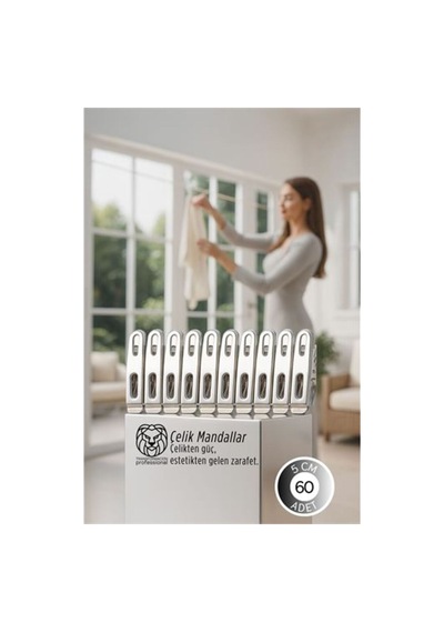 Premium Çelik Mandal Seti - 60'lı Elite Seri, Endüstriyel Mukavemetli Çamaşır Mandalı 722780 Ilkel-r Çok Renkli
